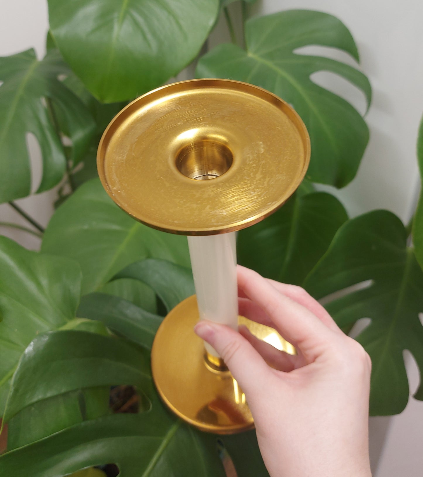 White Brass Sphere Stand / Candlestick