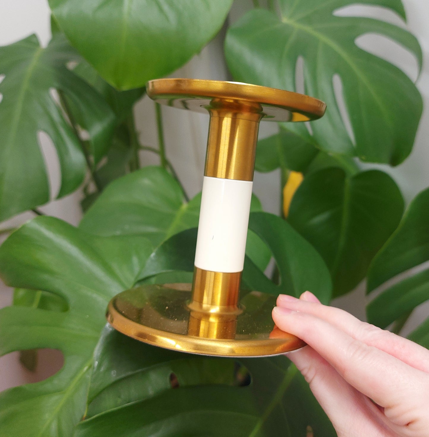 White Brass Sphere Stand / Candlestick