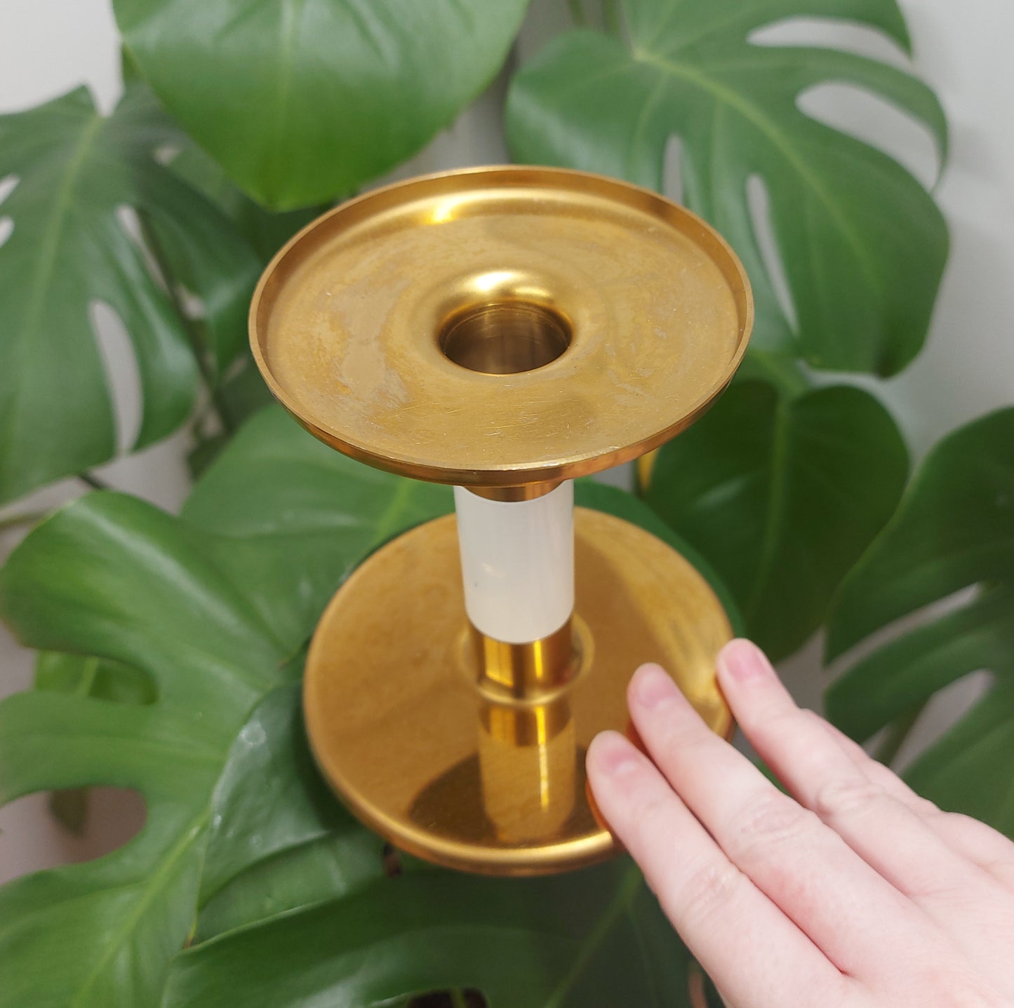 White Brass Sphere Stand / Candlestick