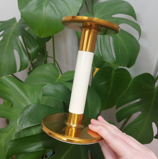 White Brass Sphere Stand / Candlestick