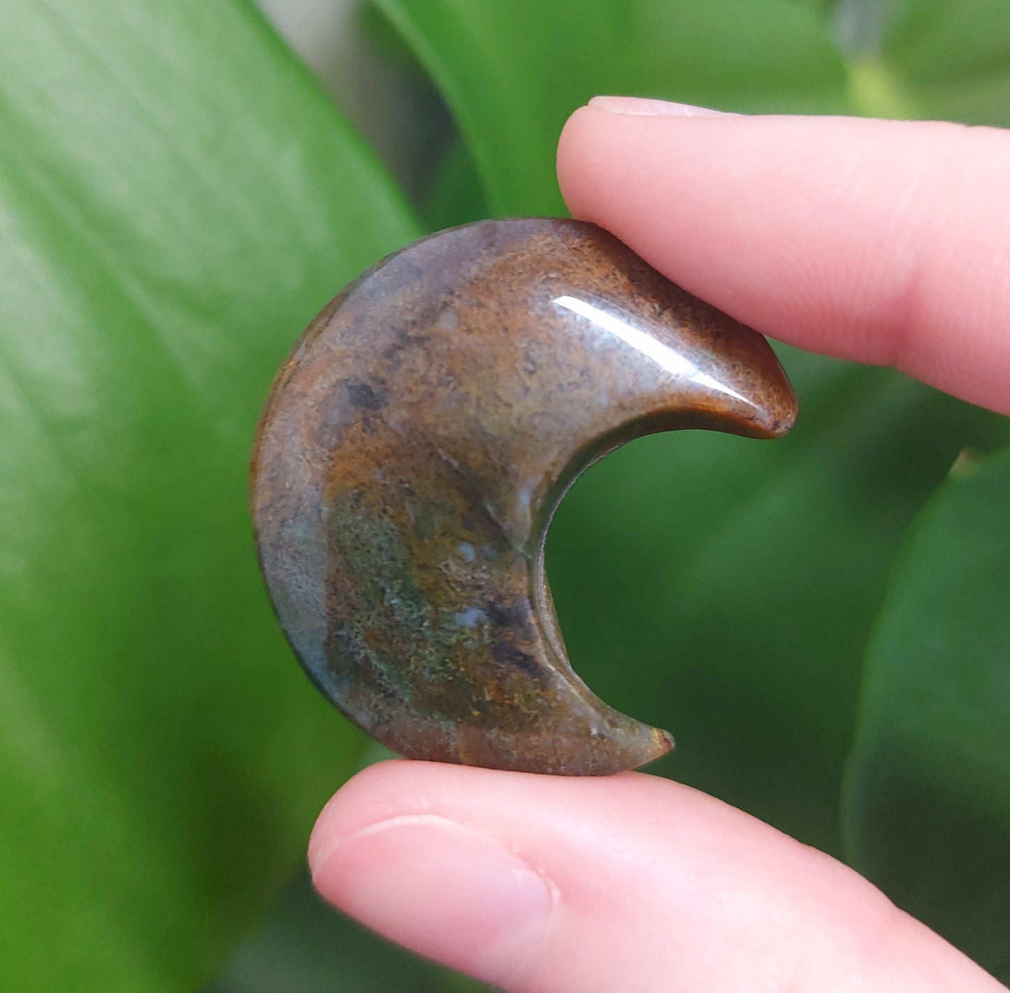Moss Agate Mini Moon