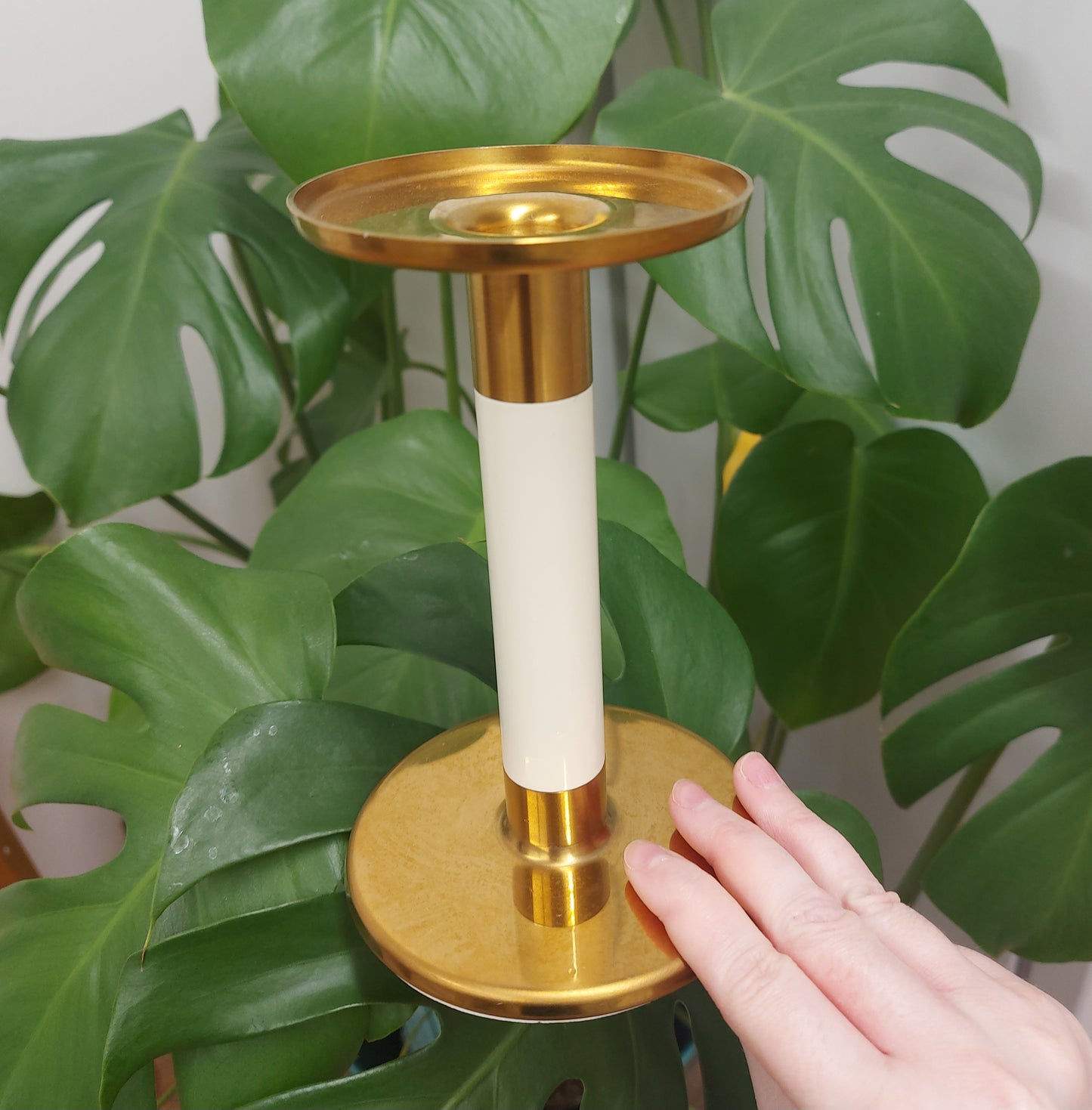 White Brass Sphere Stand / Candlestick