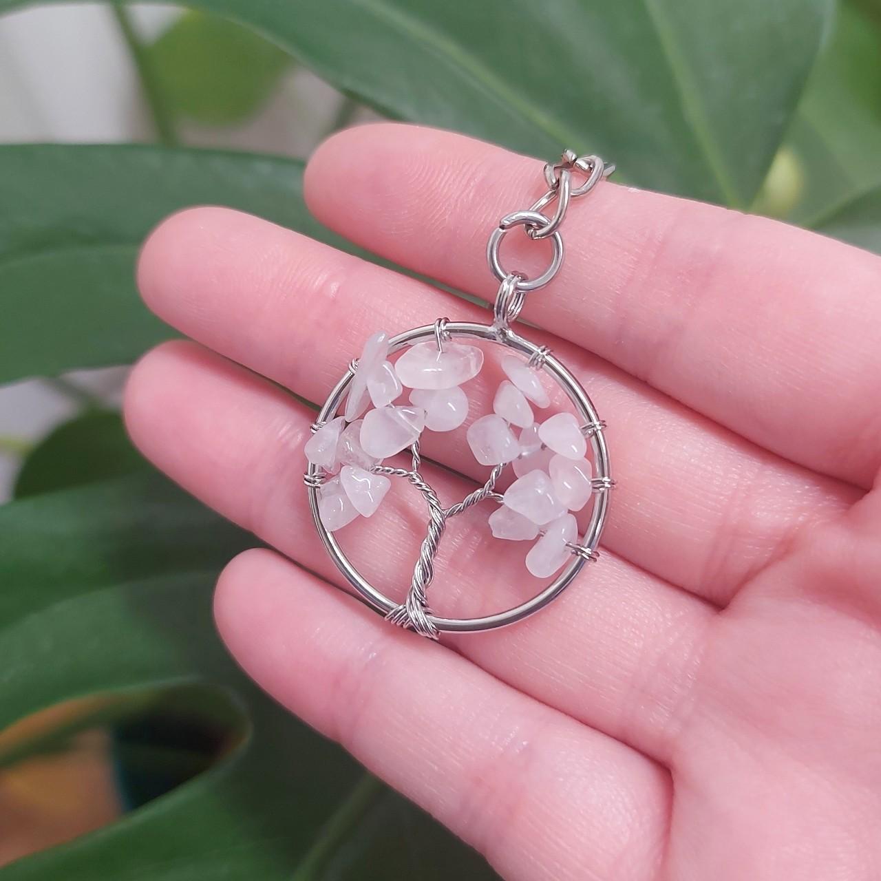Rose Quartz Tree of Life Keyring