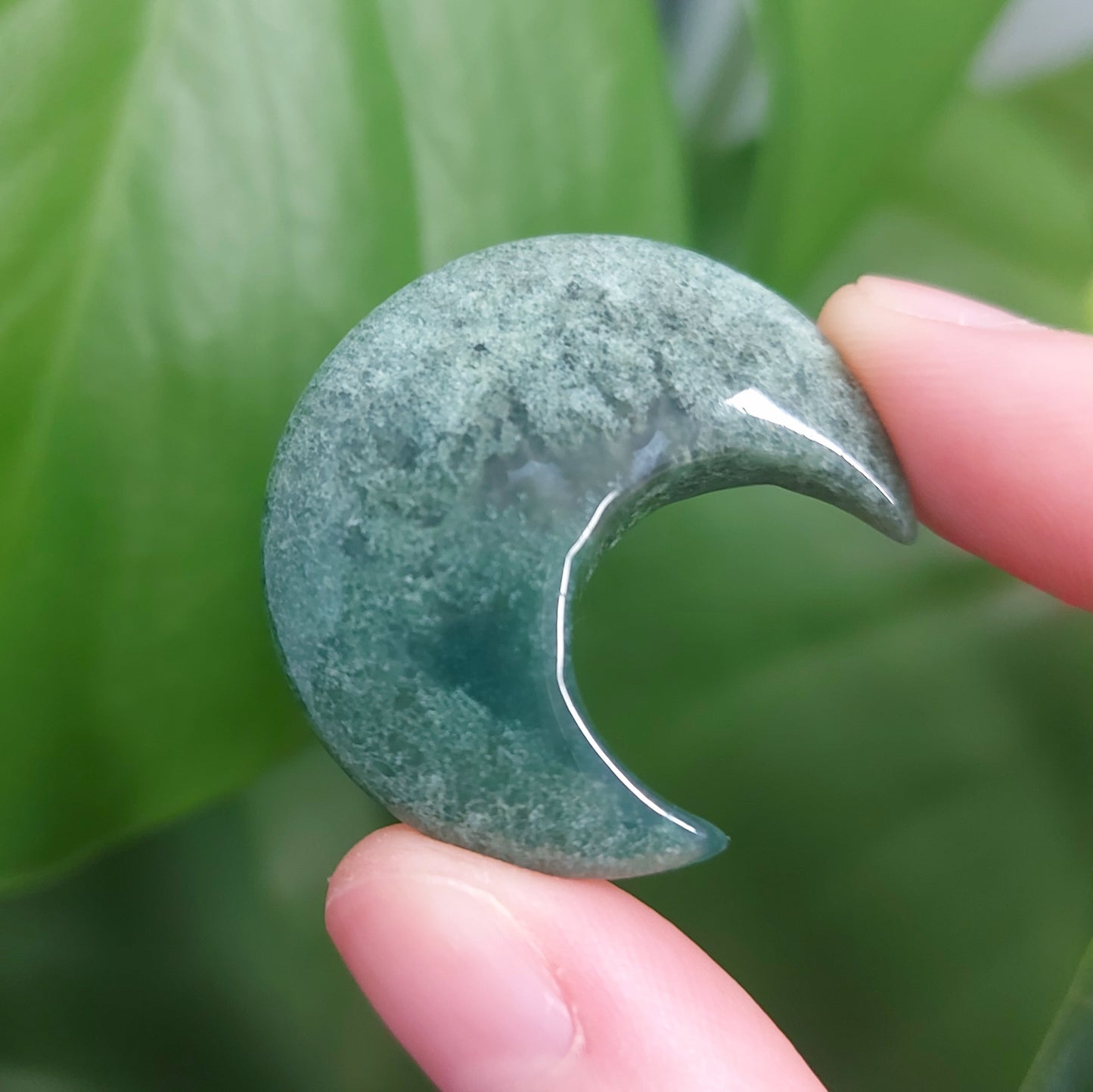 Moss Agate Mini Moon
