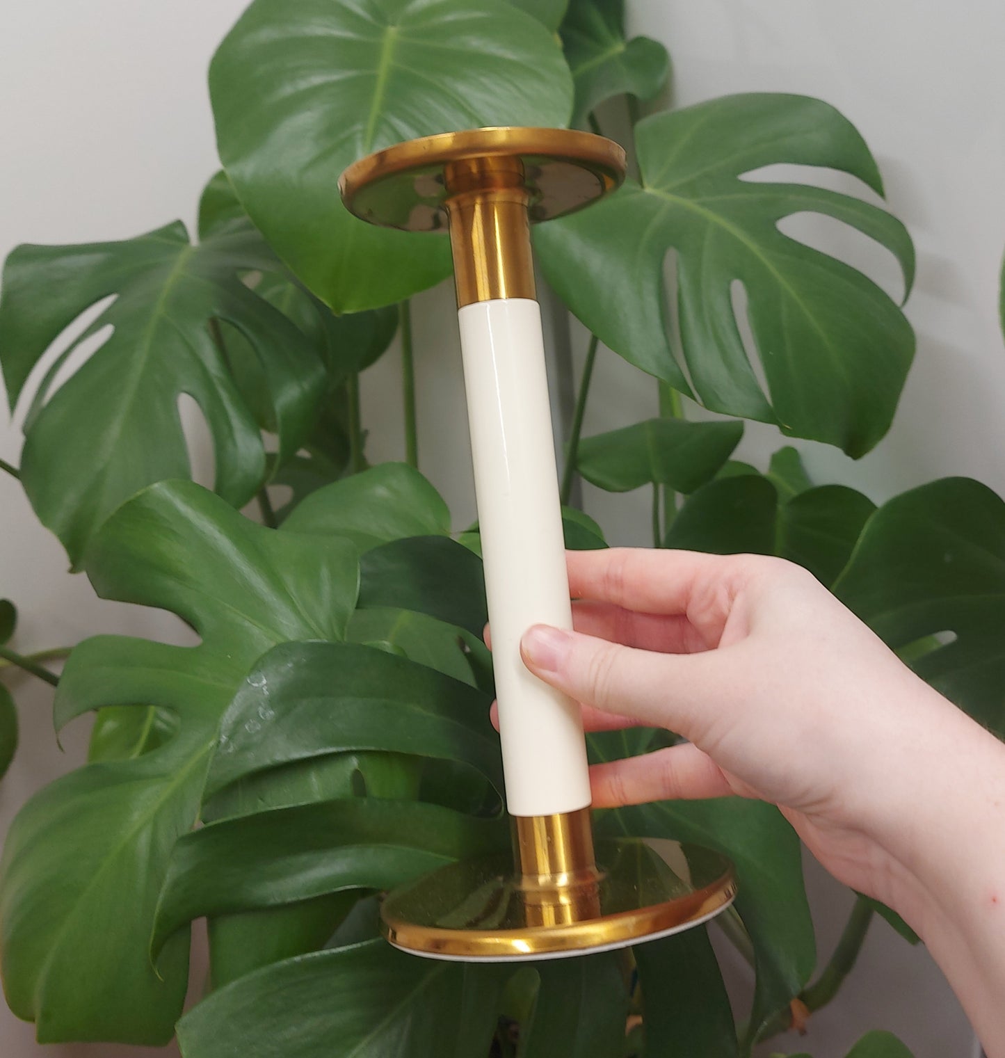 White Brass Sphere Stand / Candlestick
