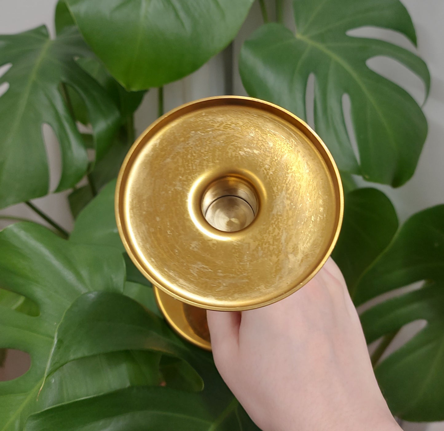 White Brass Sphere Stand / Candlestick