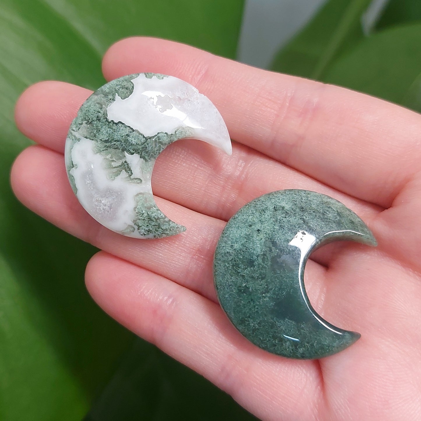 Moss Agate Mini Moon
