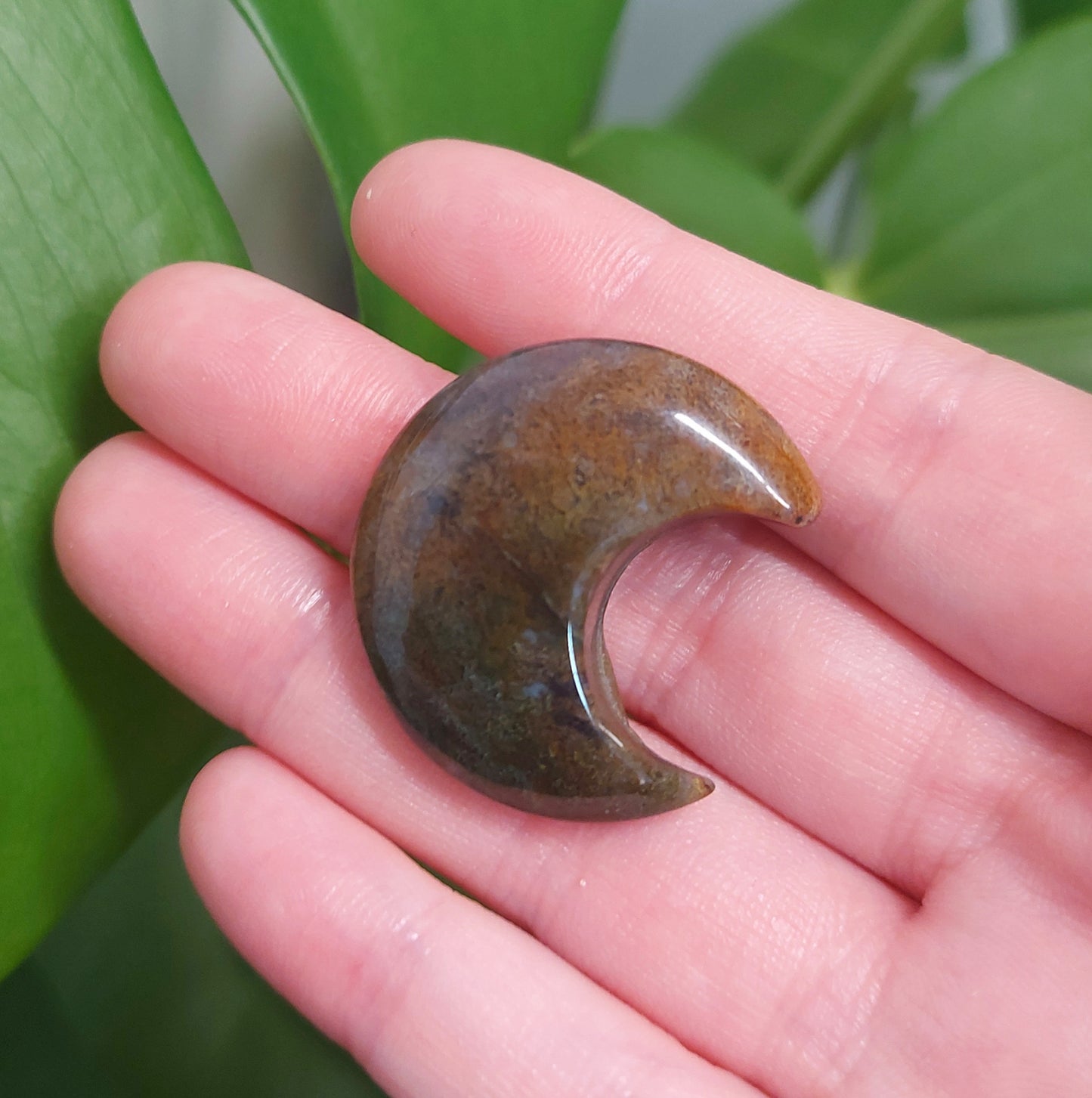 Moss Agate Mini Moon