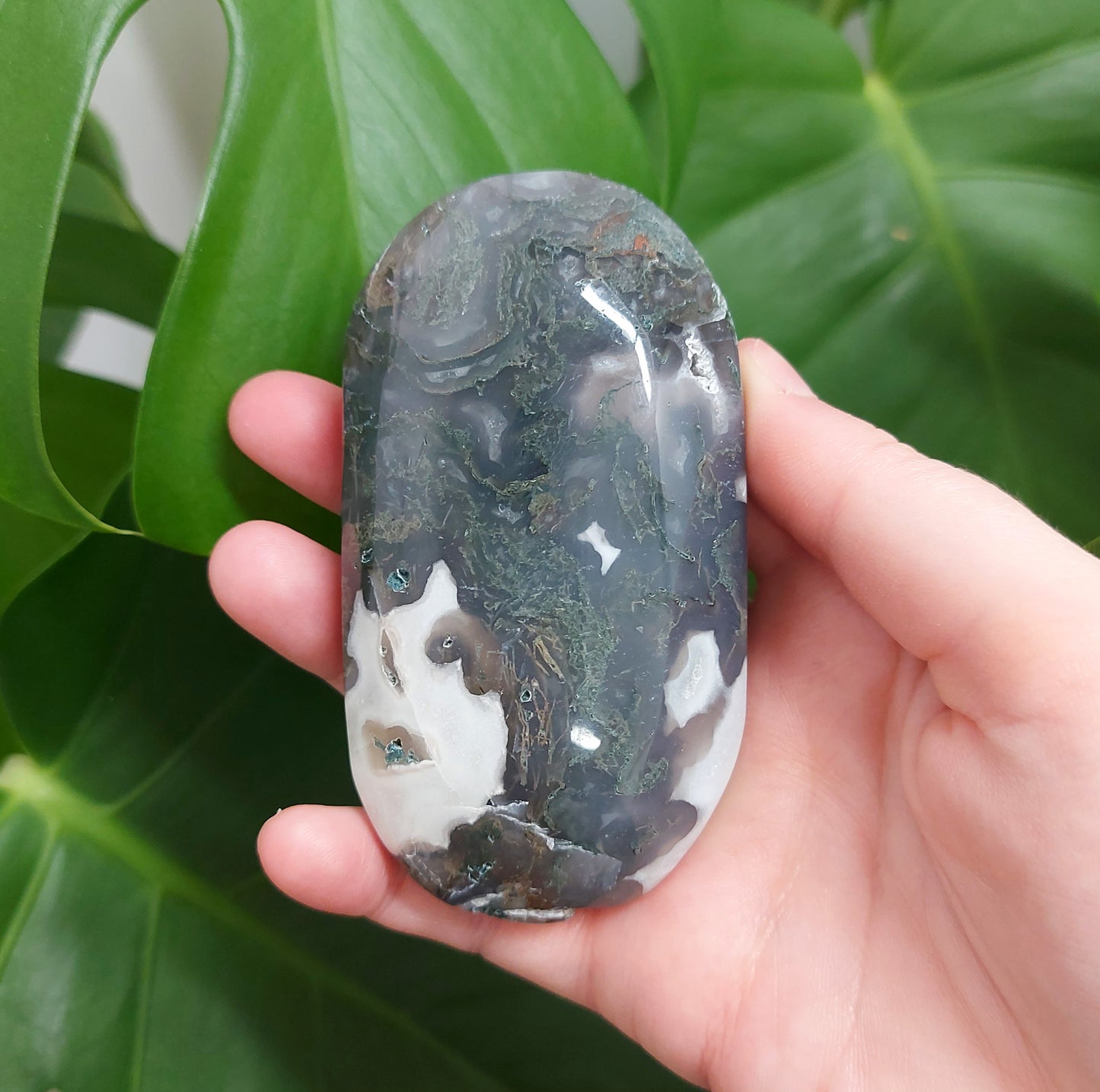 Moss Agate Palm Stone