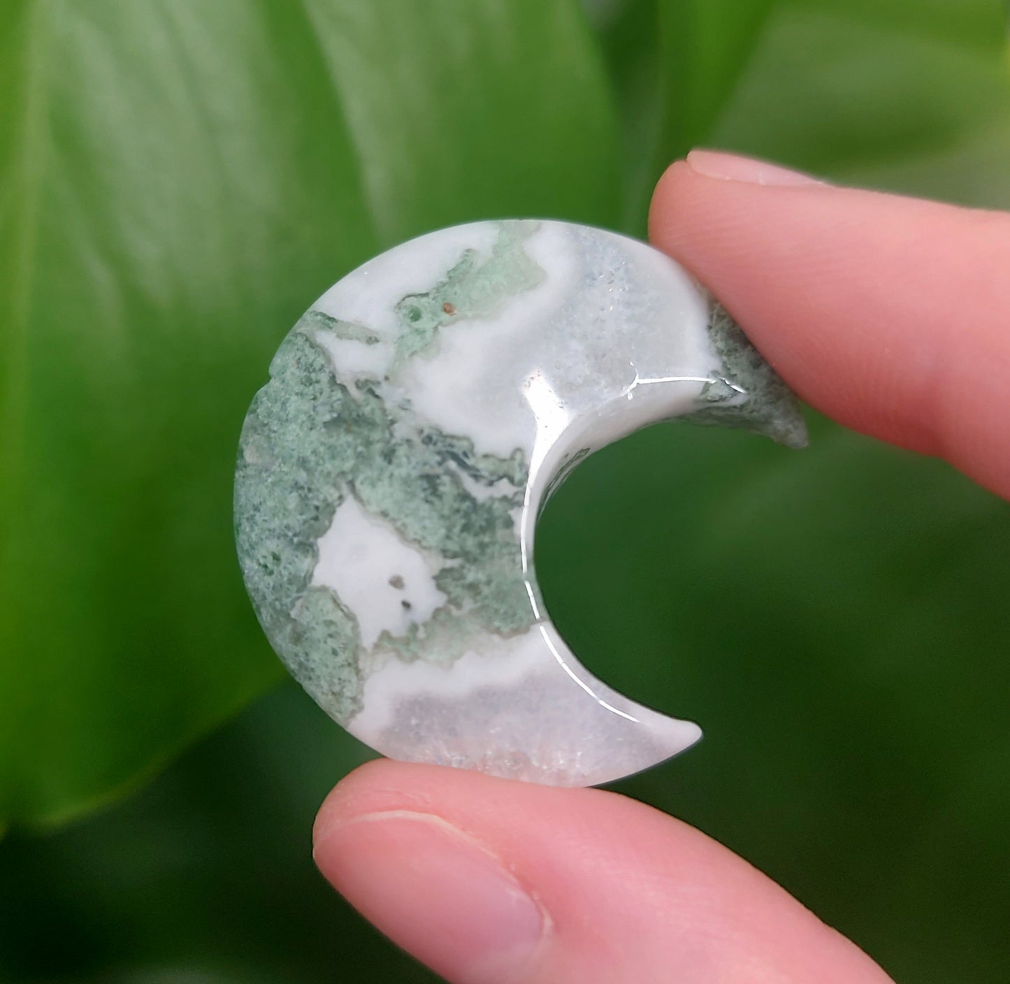 Moss Agate Mini Moon