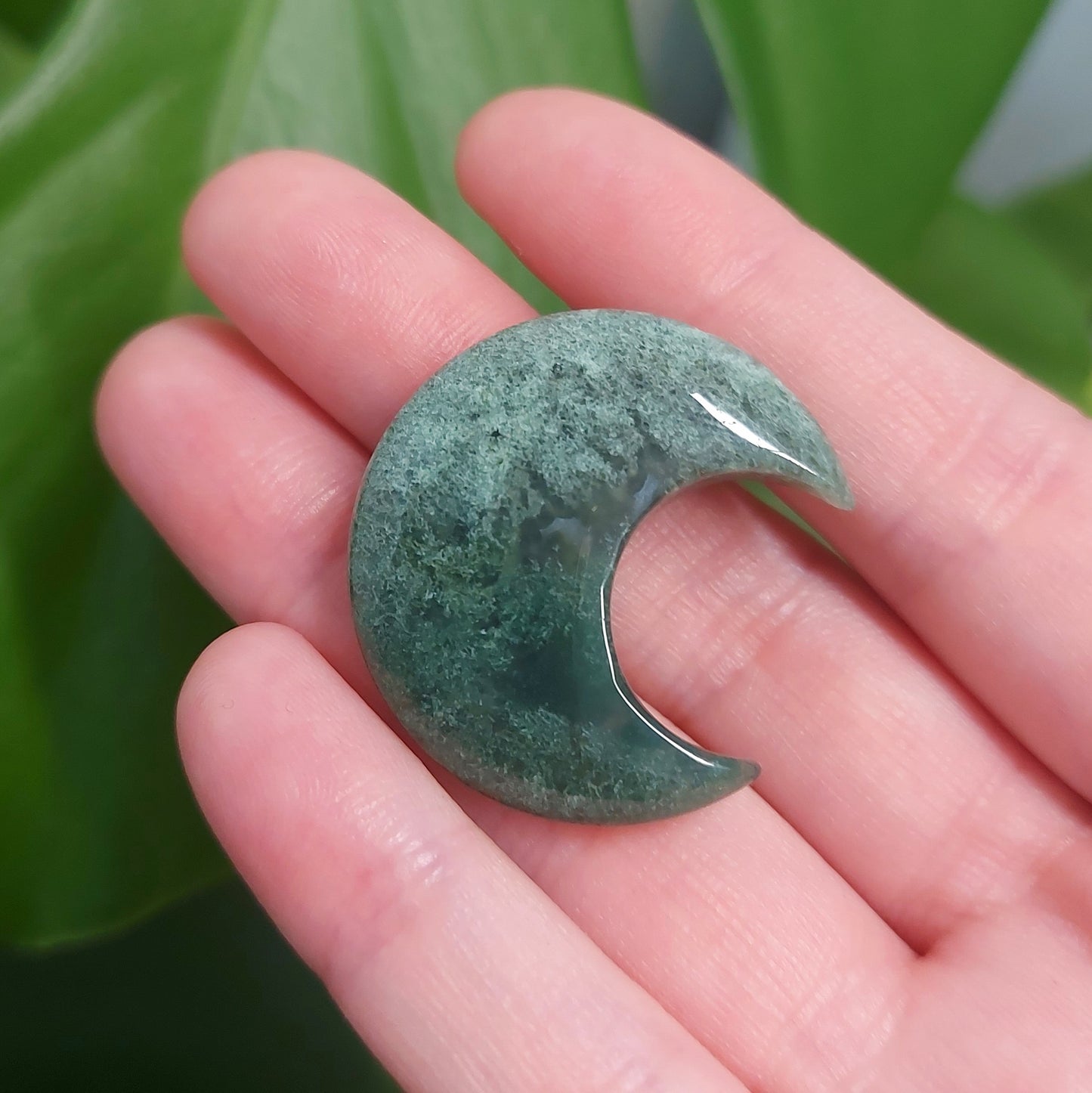 Moss Agate Mini Moon